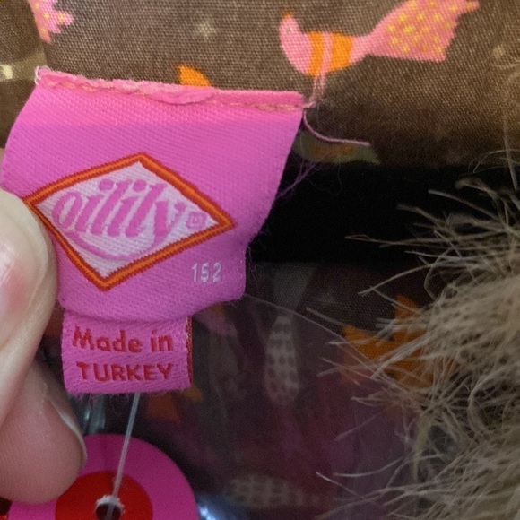 Oilily Girls Bohemian Jean Denim Wrap Dress with Faux Fur Collar Size 12Y - Picture 8 of 15